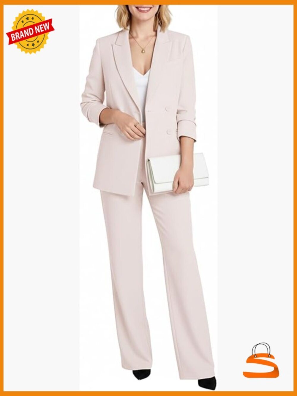 2 Piece Business Casual Suit Set, Blazer & Wide Leg Pants, Office Outfits
